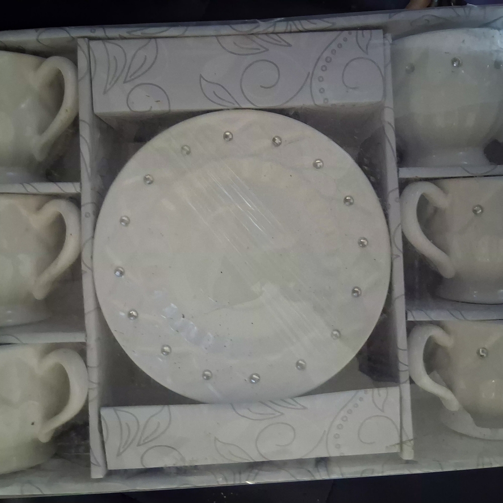 Elegant White Tea Set with Rhinestone Accents